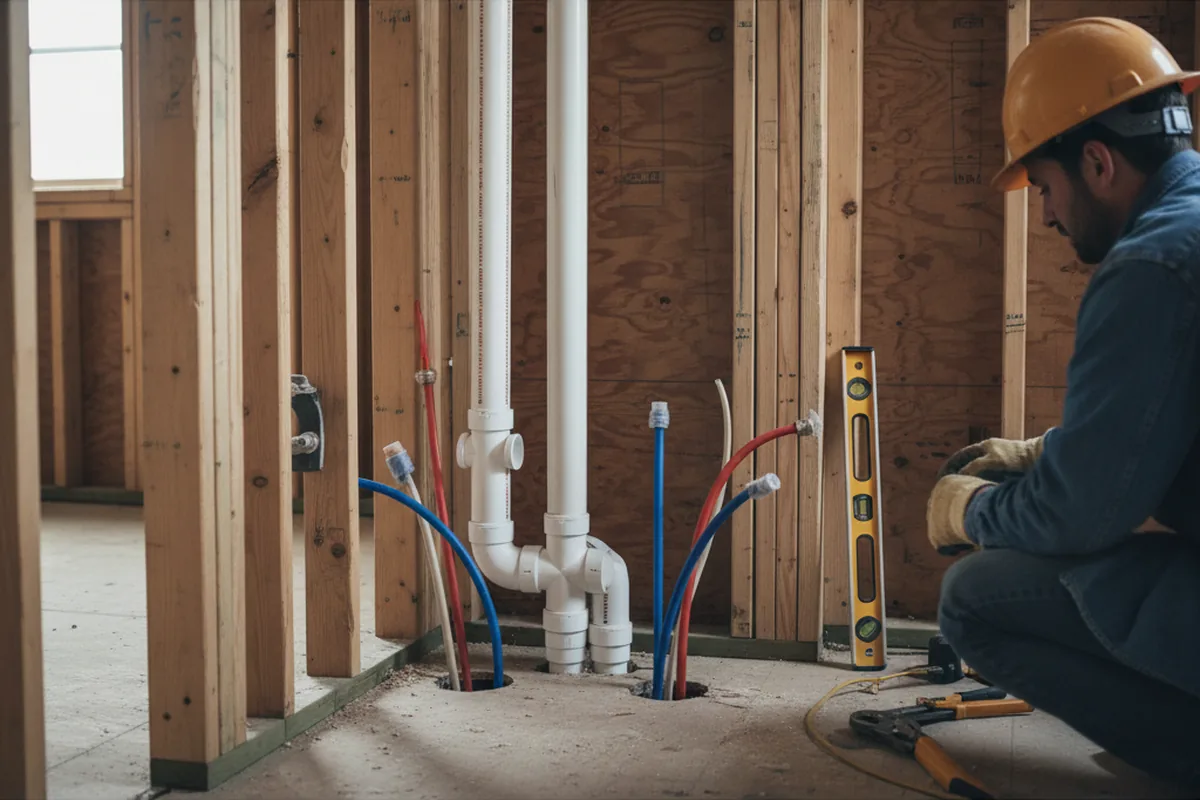 Drain and supply rough-in during Toilet Repair and Installation in Mount Pleasant